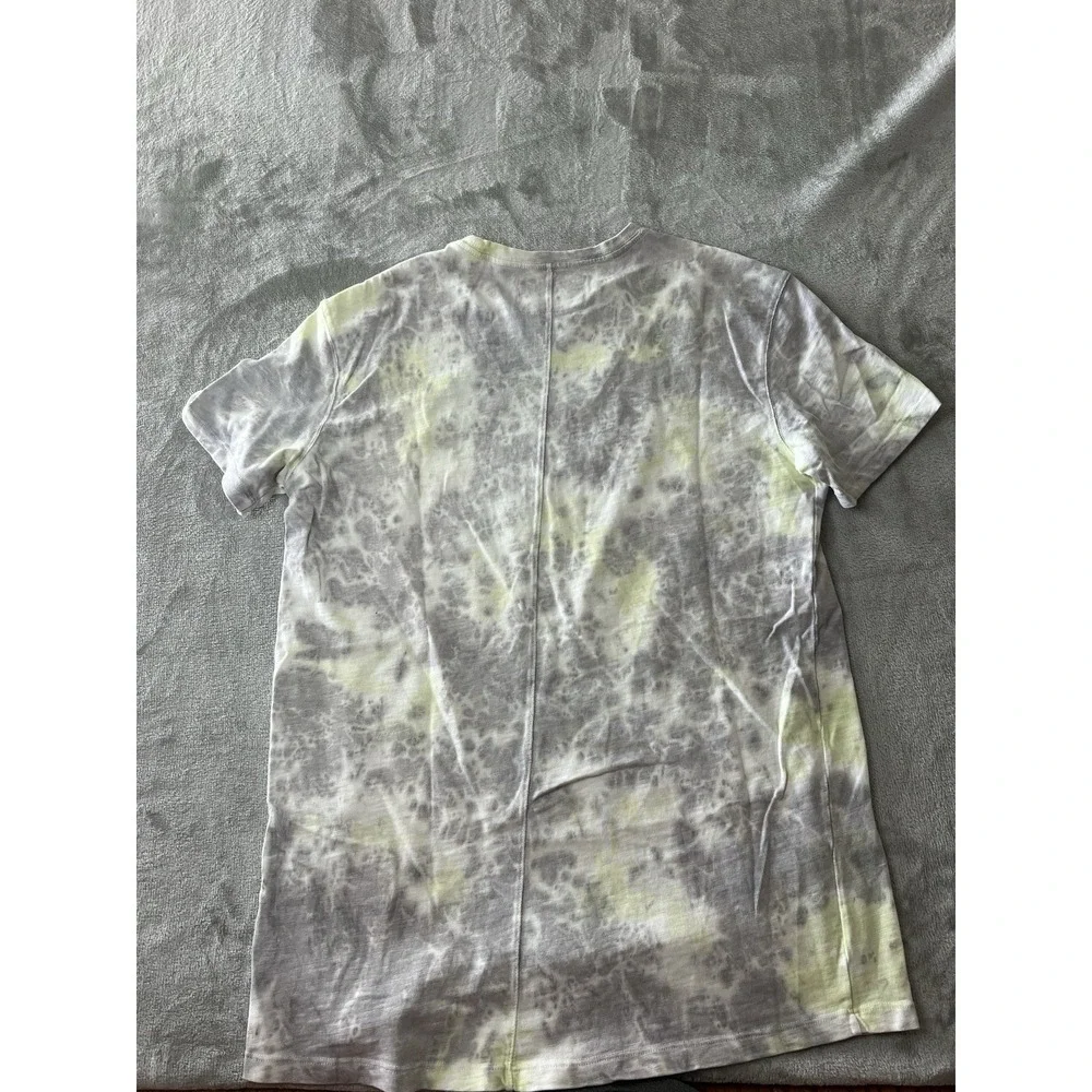 True Religion Mens Shirt 3XL Gray Yellow Tie Dye Logo Graphic Short Sleeve